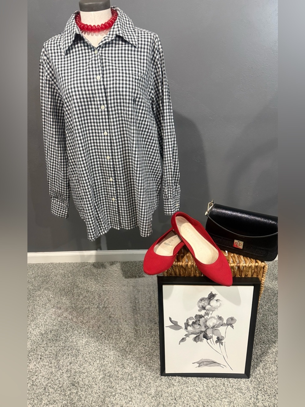 Ralph Lauren Black and White Gingham Button-Down Shirt